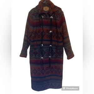 Woolrich Vintage Nordic Navajo 8718 Long Coat Blanket Southwestern Chimayo M